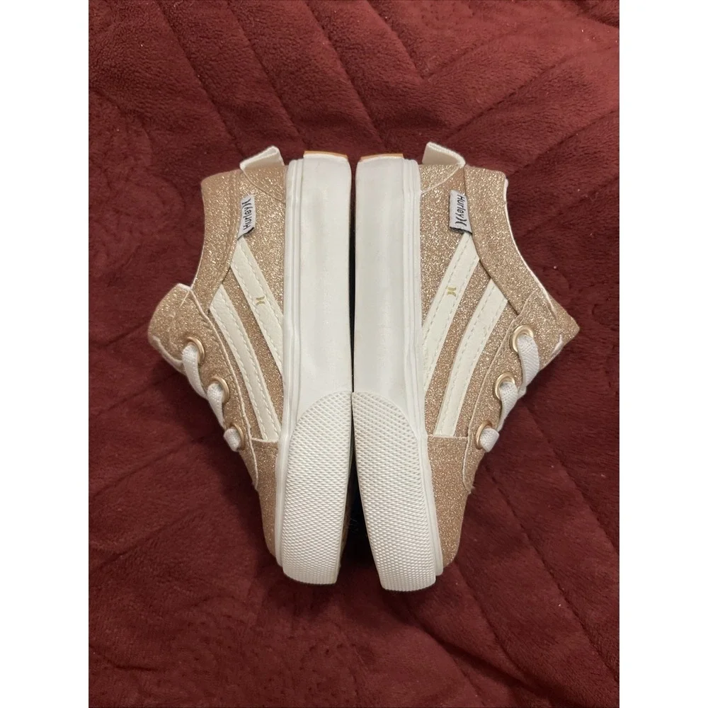 Hurley Toddler Children's Sz 5 Casual Sneakers Gold & White Sparkle Broady -‎ GT